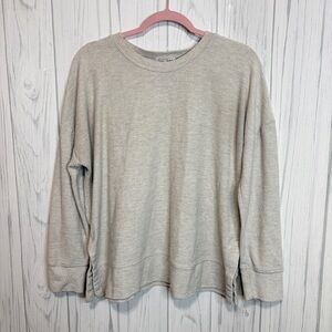 PRETTY REBEL Terry Oversized Crewneck in Oatmeal, Large